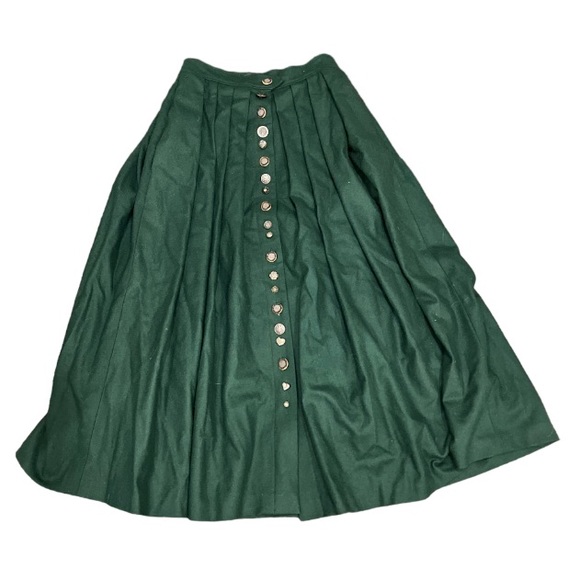 Fürnkranz Dresses & Skirts - Forest Green Vintage Wool Midi A-Line Skirt with pockets and amazing beading